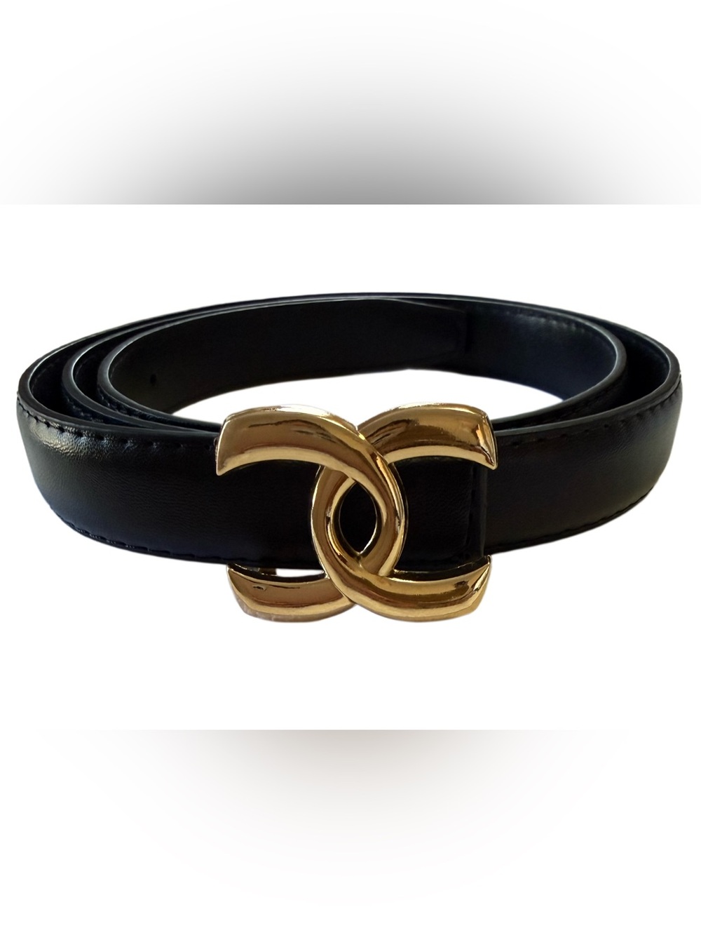Luxurious Black Belt in Gold-tone